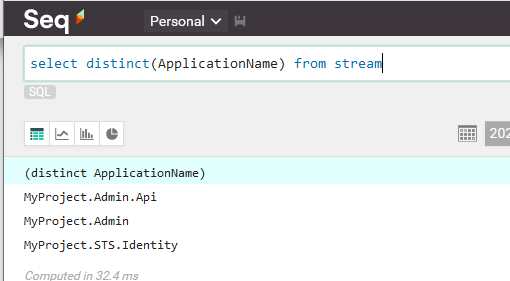 Seq distinct query